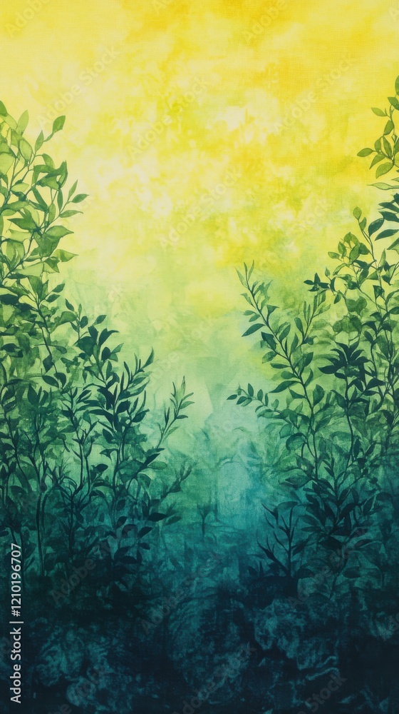 Poster Gradient background blending forest green creates a calming atmosphere of nature's tranquility and vibrancy