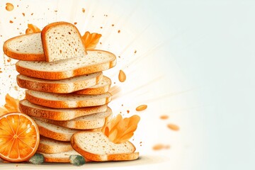 A vintage-style zwieback advertisement featuring an ornate illustration of golden slices and bold typography in warm, muted tones