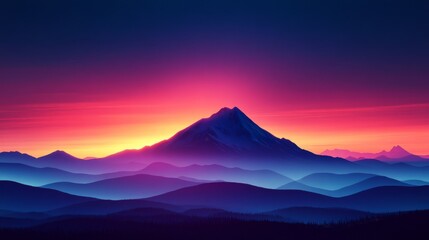 Vibrant Sunset Over Majestic Mountain Ranges