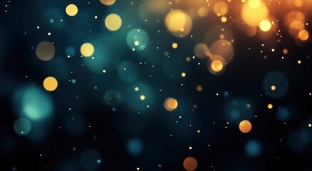 Fototapeta premium Golden and Teal Bokeh: Abstract Night Lightscape