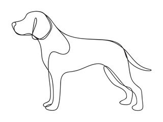 Dog continuous one line art drawing of outline. vector illustration
