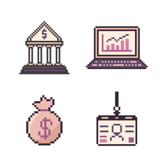 bundle business set pixel art 