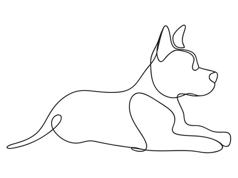 recommend clip art: Dog continuous one line art drawing of outline. vector illustration