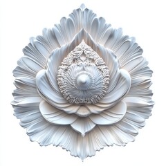 Decorative seashell showcasing intricate ridges and patterns in white, capturing natural beauty and craftsmanship