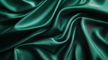 Obraz premium Deep emerald green smooth fabric draped elegantly to create a luxurious background for various creative projects