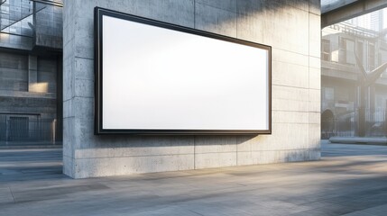 Empty Billboard Against Urban Wall Surrounded by Vibrant City Life and Architectural Details Evoking Potential Creativity