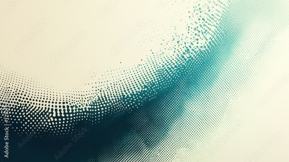 Fototapete halftone composition featuring a gradient of teal and soft fading tones against a serene background