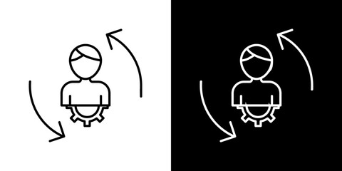 Adaptation icon set in black filled and stroke line style.