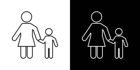 Baby sitter vector icon in thin line style