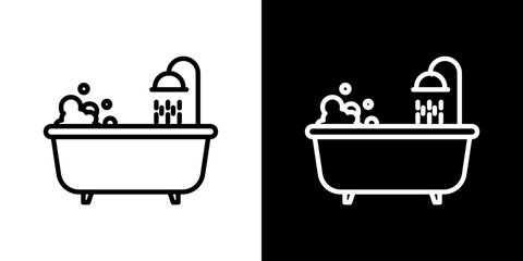 Bathtube vector icon in thin line style