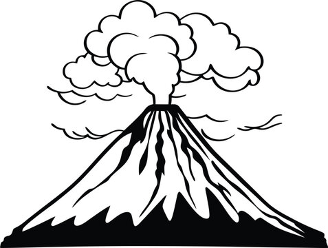 recommend clip art: Volcano silhouette vector illustration, Volcano line art vector, Volcano mountain vector design
