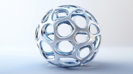 Futuristic 3d rendering of a spherical molecular structure representing biotechnology, scientific innovation, and advanced nanotechnology concepts 