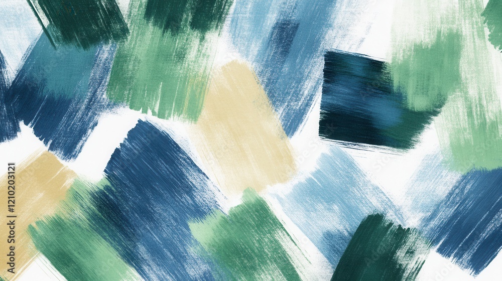 Poster bold pencil strokes create an abstract pattern with green and blue hues against a white background