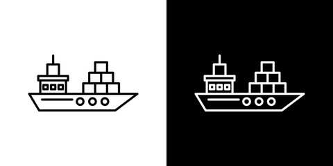 Container ship vector icon in thin line style