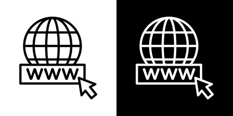 Domain icons set in black filled and stroke line style