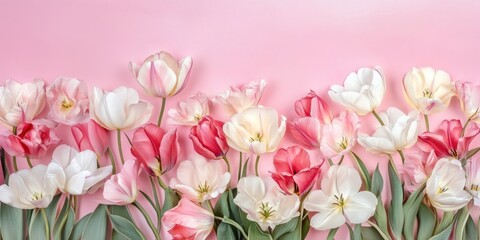 Obraz premium Tulip flowers borders tulips background nature