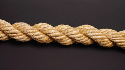 Natural fiber rope with twisted design on dark background