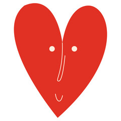 Cute cartoon funny playful heart with face