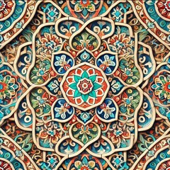 Ornate Middle Eastern tile patterns with intricate geometric des
