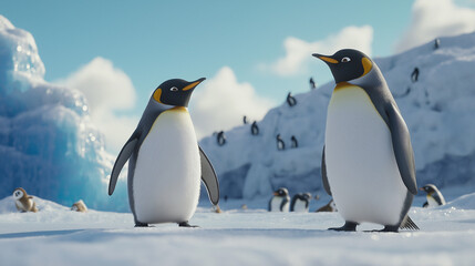 Fototapeta premium A beautiful landscape image with full of penguins.
