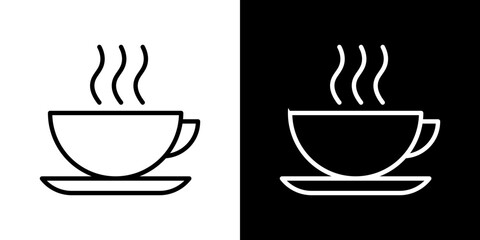 Hot drinks icons set in black filled and stroke line style