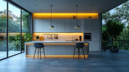 Modern clean kitchen featuring an agent in a professional blog setting, bright atmosphere, realistic 8K resolution,