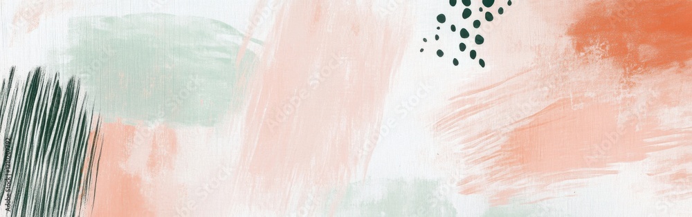 Poster Minimalist pencil strokes create abstract patterns with dash lines in soft colors and organic shapes on a textured background