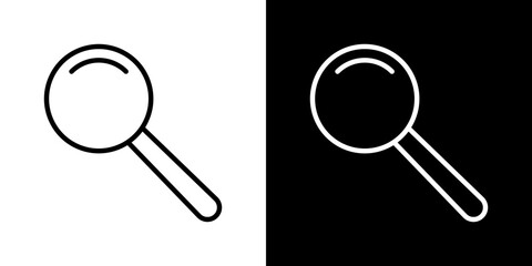 Loupe icons set in black filled and stroke line style