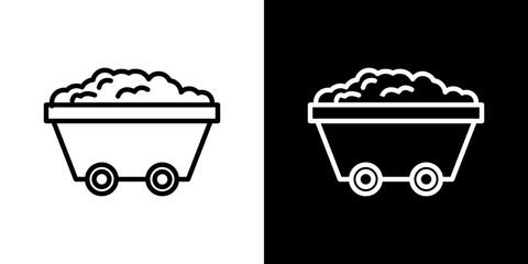 Mine wagon vector icon in thin line style