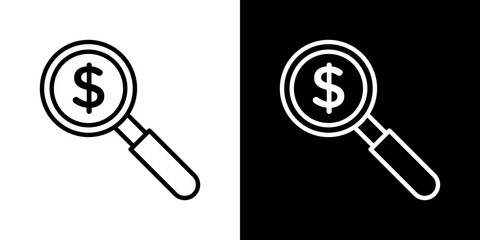 Money finder vector icon in thin line style