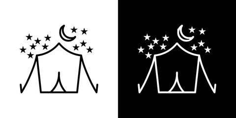 Night camping vector icon in thin line style © Ranveer