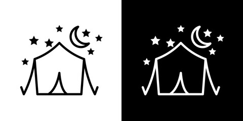Night camping vector icon in thin line style © Ranveer
