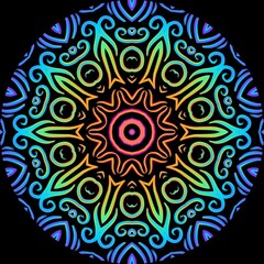 caleidoscope classic gradient flower art pattern of traditional tenun batik ethnic dayak ornament for wallpaper ads background sticker or clothing	