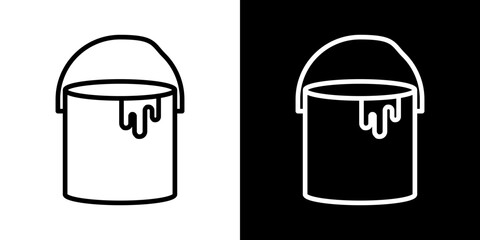 Paint bucket vector icon in thin line style © Ranveer
