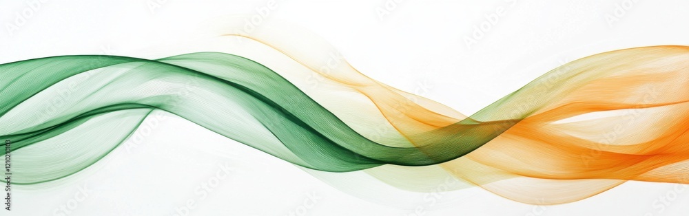 Aufkleber Abstract white background featuring bold green and orange flowing lines creating a harmonious composition