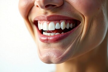 Fototapeta premium Funny Teeth, Happy Laugh, National Joke Day, April Fool's Day, Dental Care, Bright Smile