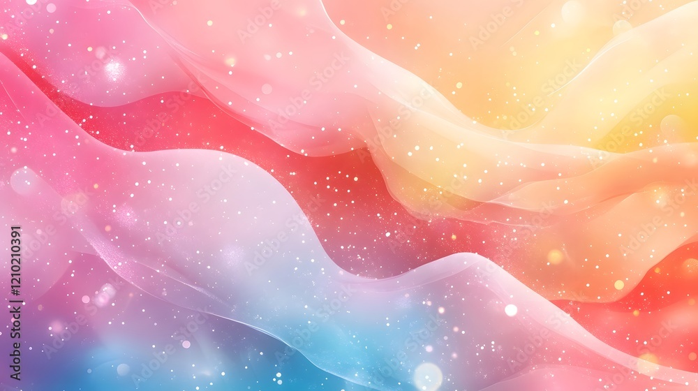 Poster floating and cheerful background with vibrant gradients whimsical patterns and soft elegant details 