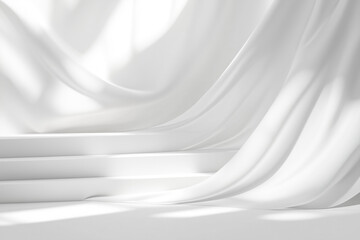 Obraz premium Front view Dsiplay product photo studio template mockup with white fabric cloth background