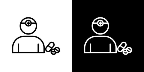 Pharmacist vector icon in thin line style