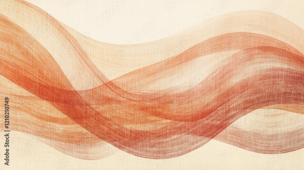 Aufkleber Abstract pencil strokes create flowing designs in warm tones with a soft background for artistic expression and creativity