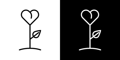Plant heart vector icon in thin line style