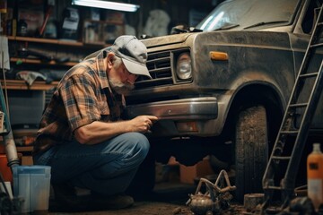 Naklejka premium Car workshop vehicle adult