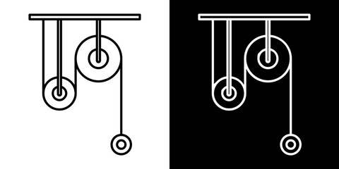 Pulley icons set in black filled and stroke line style © Ranveer