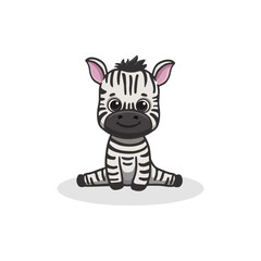 Cute cartoon zebra isolated on white. Animal in doodle style for children's coloring, worksheets, and activity pages. Vector illustration