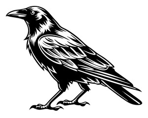 Obraz premium crow logo, black outline vector graphic transparent background 