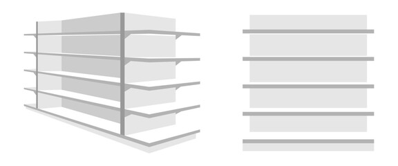 store or supermarket shelf rack set vector illustration isolated on white background. © Zhee-Graphic