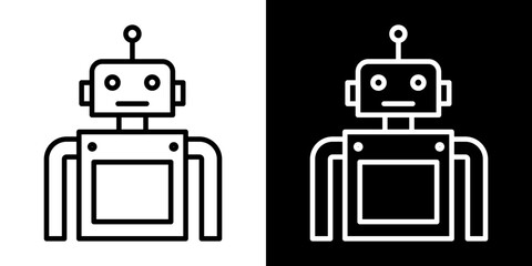 Robot icons in black and blue set