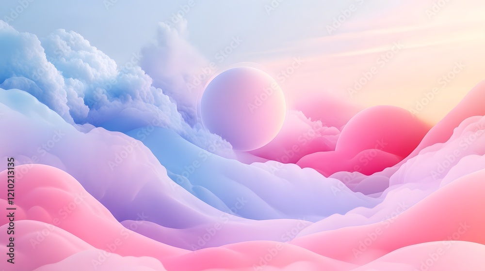 Wall mural fluffy pastel clouds and soft gradients create a dreamy whimsical atmosphere with a playful lightnes