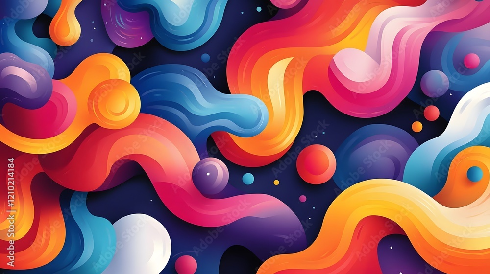 Poster a dynamic and colorful abstract design bursting with vibrant gradients smooth textures and whimsical