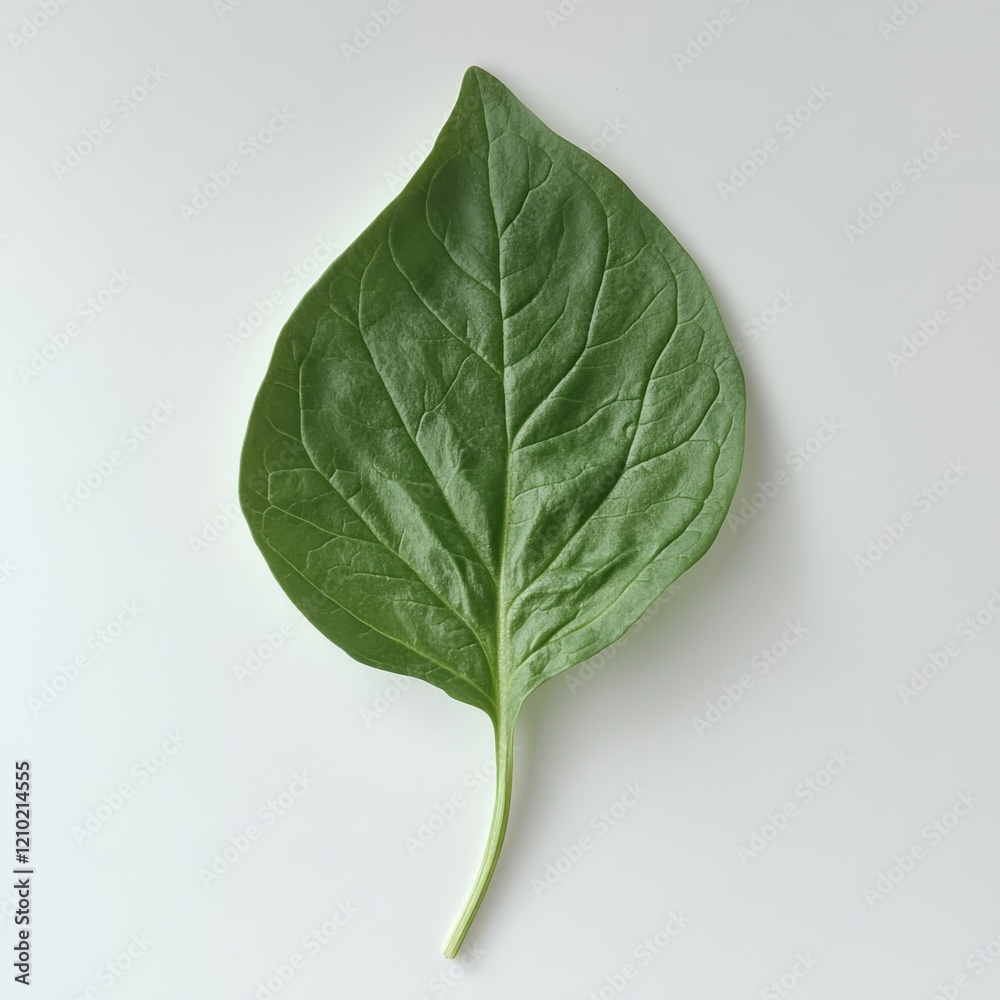 Poster fresh spinach leaf on a light background showing vibrant green color and fine texture in detail
